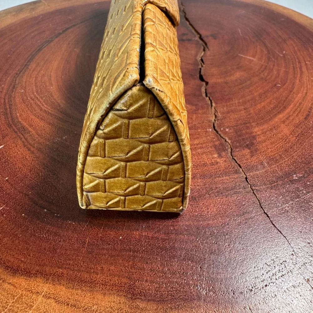 Vintage Corinne McCormack Tan Embossed Eyeglasses Case Magnetic‎ Closure